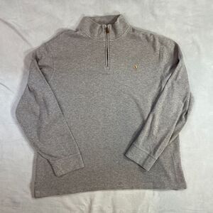 Polo Ralph Lauren Mens XL Estate Rib 1/4 Zip Pullover Sweater Gray Flesh Pony